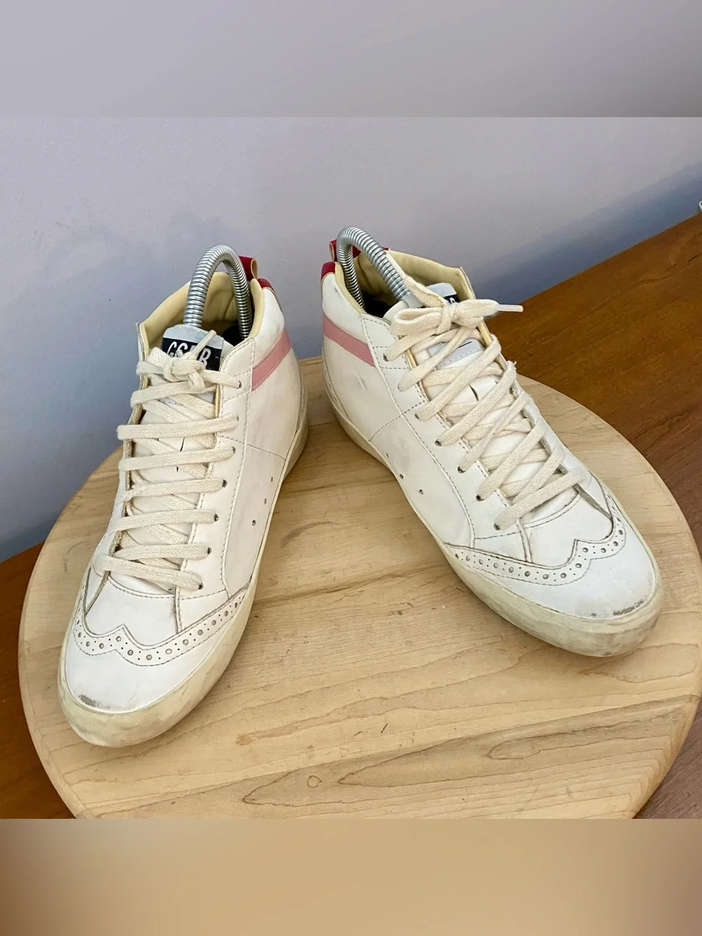 Golden Goose GGBD Mid Star White Silver Pink Red Sneakers EU 38 US 8 Authentic - Picture 13 of 17